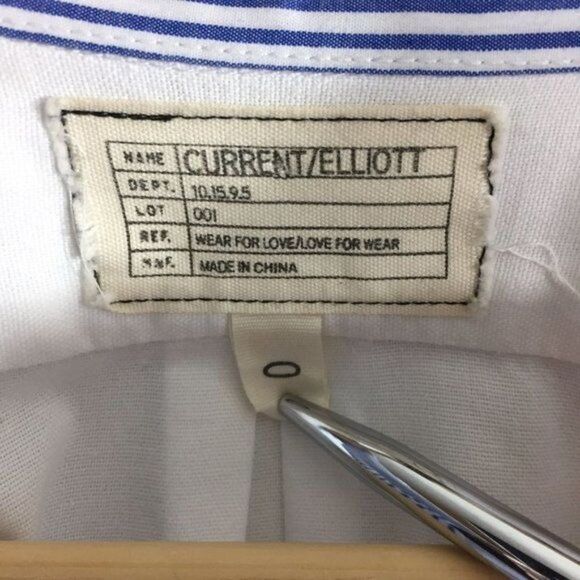 Current/Elliott Women's Prep School Shirt Poplin Button Down Blue Stripes 0/XS - Picture 6 of 8